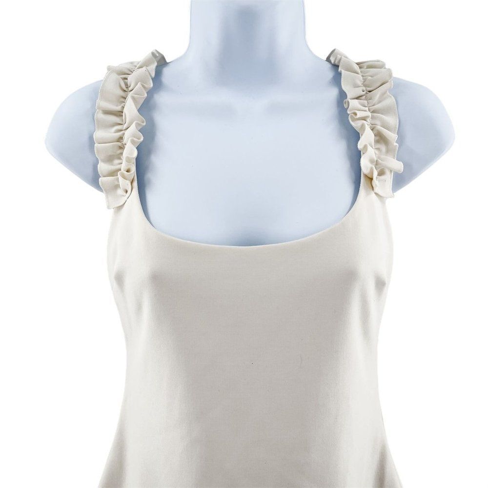 Likely Revolve Elana Sleeveless Ruffle Strap White Fitted Sheath Mini Dress - Picture 6 of 10